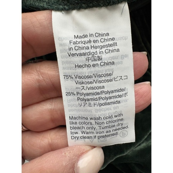 Madewell Velvet Wide Leg Crop Pants Elastic Waist Green XS - Picture 3 of 7